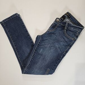 Southpole Jeans Size 1 Juniors iDark Wash Distressed Straight Leg‎
